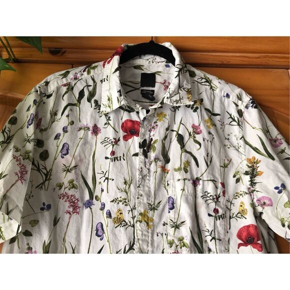 H&M Floral REGULAR FIT COTTON Men’s Shirt SZ M - Picture 4 of 10